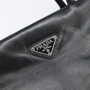 PRADA Hand Bag Leather Black Silver Auth 202075A-15