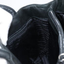 PRADA Hand Bag Leather Black Silver Auth 202075A-18