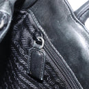 PRADA Hand Bag Leather Black Silver Auth 202075A-20