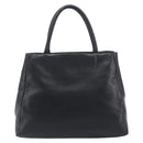 PRADA Hand Bag Leather Black Silver Auth 202075A-3