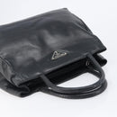 PRADA Hand Bag Leather Black Silver Auth 202075A-7