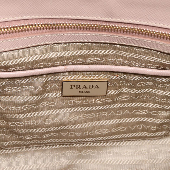PRADA Galleria Hand Bag Saffiano 2way Pink Gold Tone Auth 202076V
