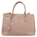 PRADA Galleria Hand Bag Saffiano 2way Pink Gold Tone Auth 202076V-13