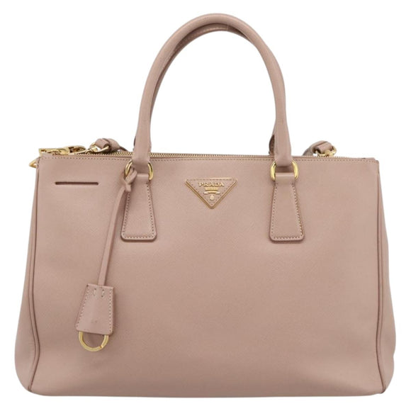 PRADA Galleria Hand Bag Saffiano 2way Pink Gold Tone Auth 202076V