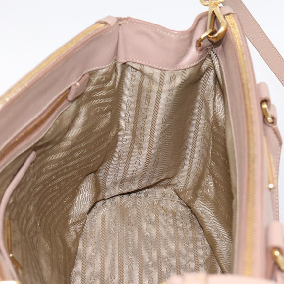 PRADA Galleria Hand Bag Saffiano 2way Pink Gold Tone Auth 202076V