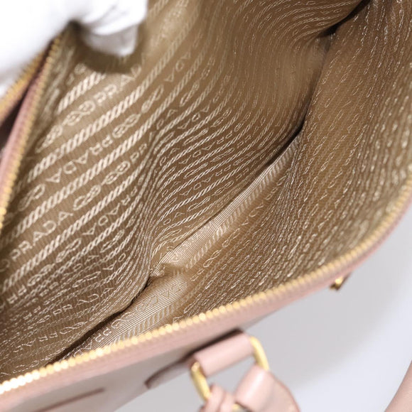 PRADA Galleria Hand Bag Saffiano 2way Pink Gold Tone Auth 202076V