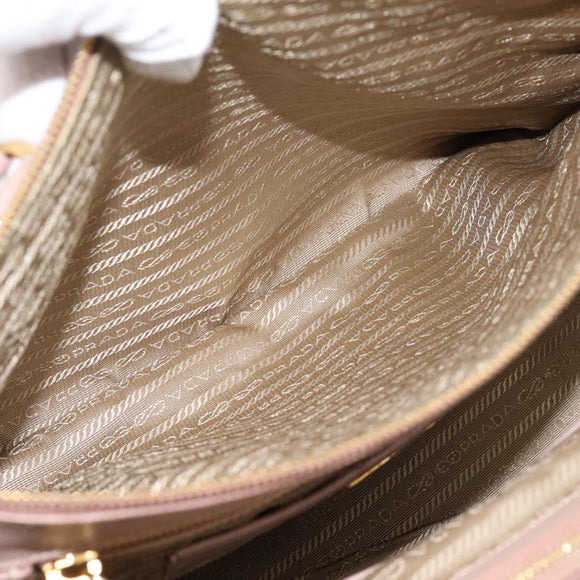PRADA Galleria Hand Bag Saffiano 2way Pink Gold Tone Auth 202076V