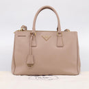 PRADA Galleria Hand Bag Saffiano 2way Pink Gold Tone Auth 202076V-12