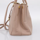 PRADA Galleria Hand Bag Saffiano 2way Pink Gold Tone Auth 202076V-4