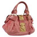 Miu Miu Vitellolux Hand Bag Leather 2way Pink Gold Tone Auth 202077V-1
