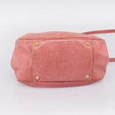 Miu Miu Vitellolux Hand Bag Leather 2way Pink Gold Tone Auth 202077V-12