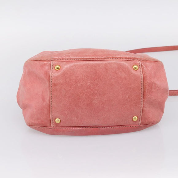 Miu Miu Vitellolux Hand Bag Leather 2way Pink Gold Tone Auth 202077V