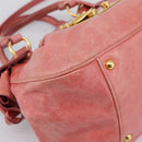Miu Miu Vitellolux Hand Bag Leather 2way Pink Gold Tone Auth 202077V-14