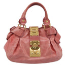 Miu Miu Vitellolux Hand Bag Leather 2way Pink Gold Tone Auth 202077V-2