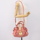 Miu Miu Vitellolux Hand Bag Leather 2way Pink Gold Tone Auth 202077V-24