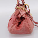 Miu Miu Vitellolux Hand Bag Leather 2way Pink Gold Tone Auth 202077V-4