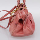 Miu Miu Vitellolux Hand Bag Leather 2way Pink Gold Tone Auth 202077V-5