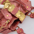 Miu Miu Vitellolux Hand Bag Leather 2way Pink Gold Tone Auth 202077V-6