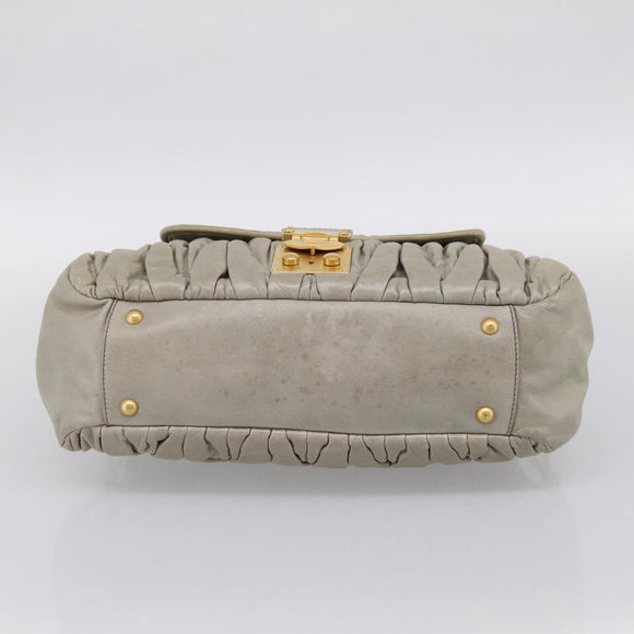 Miu Miu Vitellolux Hand Bag Leather 2way Green Gold Tone Auth 202078V