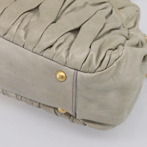 Miu Miu Vitellolux Hand Bag Leather 2way Green Gold Tone Auth 202078V