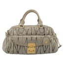 Miu Miu Vitellolux Hand Bag Leather 2way Green Gold Tone Auth 202078V-2