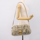Miu Miu Vitellolux Hand Bag Leather 2way Green Gold Tone Auth 202078V-27
