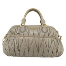 Miu Miu Vitellolux Hand Bag Leather 2way Green Gold Tone Auth 202078V-3