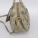 Miu Miu Vitellolux Hand Bag Leather 2way Green Gold Tone Auth 202078V-5