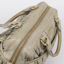 Miu Miu Vitellolux Hand Bag Leather 2way Green Gold Tone Auth 202078V-6
