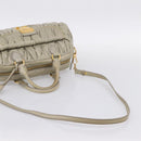 Miu Miu Vitellolux Hand Bag Leather 2way Green Gold Tone Auth 202078V-9