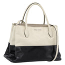 Miu Miu Vitellolux Hand Bag Leather 2way Black White Auth 202079V-1