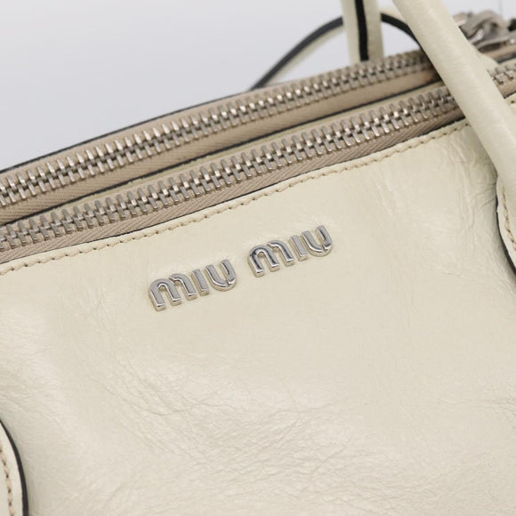 Miu Miu Vitellolux Hand Bag Leather 2way Black White Auth 202079V