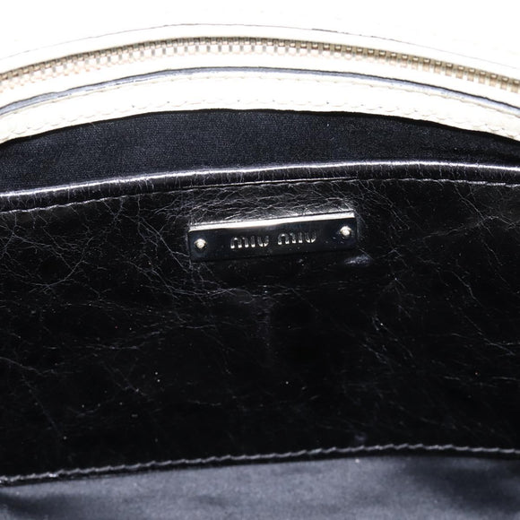 Miu Miu Vitellolux Hand Bag Leather 2way Black White Auth 202079V