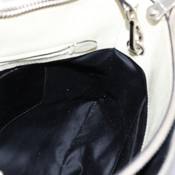 Miu Miu Vitellolux Hand Bag Leather 2way Black White Auth 202079V
