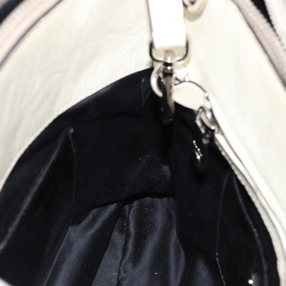 Miu Miu Vitellolux Hand Bag Leather 2way Black White Auth 202079V
