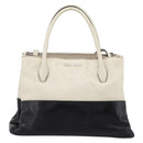 Miu Miu Vitellolux Hand Bag Leather 2way Black White Auth 202079V-13