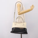 Miu Miu Vitellolux Hand Bag Leather 2way Black White Auth 202079V-21