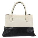 Miu Miu Vitellolux Hand Bag Leather 2way Black White Auth 202079V-2