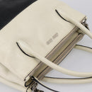 Miu Miu Vitellolux Hand Bag Leather 2way Black White Auth 202079V-5