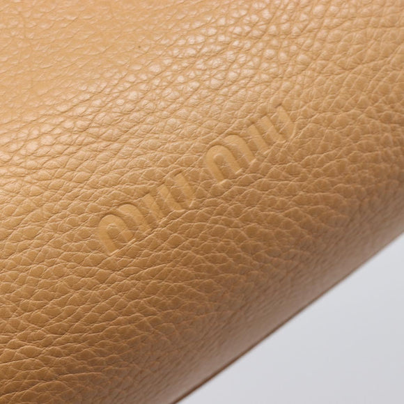 Miu Miu Tote Bag Leather Brown Beige Auth 202080V