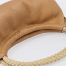 Miu Miu Tote Bag Leather Brown Beige Auth 202080V-6