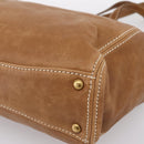 Miu Miu Vitellolux Tote Bag Leather Brown Gold Tone Auth 202081V-10