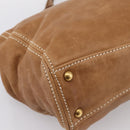 Miu Miu Vitellolux Tote Bag Leather Brown Gold Tone Auth 202081V-11