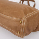 Miu Miu Vitellolux Tote Bag Leather Brown Gold Tone Auth 202081V-12