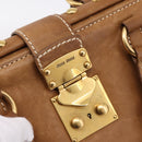 Miu Miu Vitellolux Tote Bag Leather Brown Gold Tone Auth 202081V-15