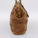 Miu Miu Vitellolux Tote Bag Leather Brown Gold Tone Auth 202081V-4