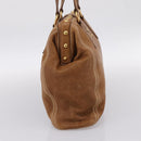 Miu Miu Vitellolux Tote Bag Leather Brown Gold Tone Auth 202081V-5