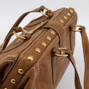 Miu Miu Vitellolux Tote Bag Leather Brown Gold Tone Auth 202081V-6