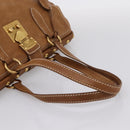 Miu Miu Vitellolux Tote Bag Leather Brown Gold Tone Auth 202081V-7