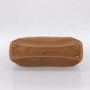 Miu Miu Vitellolux Tote Bag Leather Brown Gold Tone Auth 202081V-9